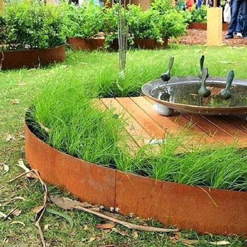 Corten Steel Garden Edging installation